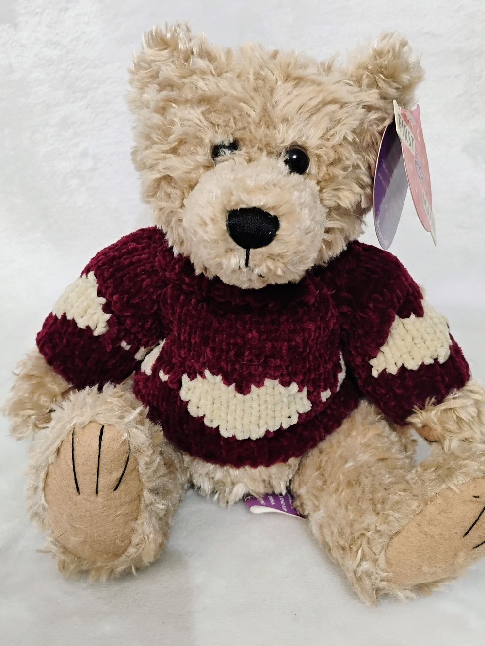 First & Main Plush Teddy Bear Scraggles Heart‎ Sweater 8" w/ Tag Stuffed Toy S